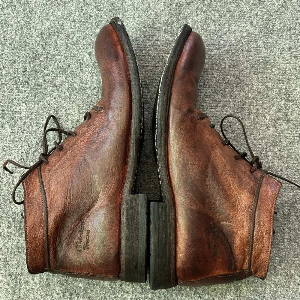 Maledetti Toscani Boots Mens Size 8 Brown Leather Ankle Chukka Side Zip Italy